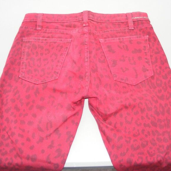 CURRENT/ELLIOT Jeans, 26, Stiletto/Ankle, Leopard, Blood/Red, Low Rise - Picture 6 of 13